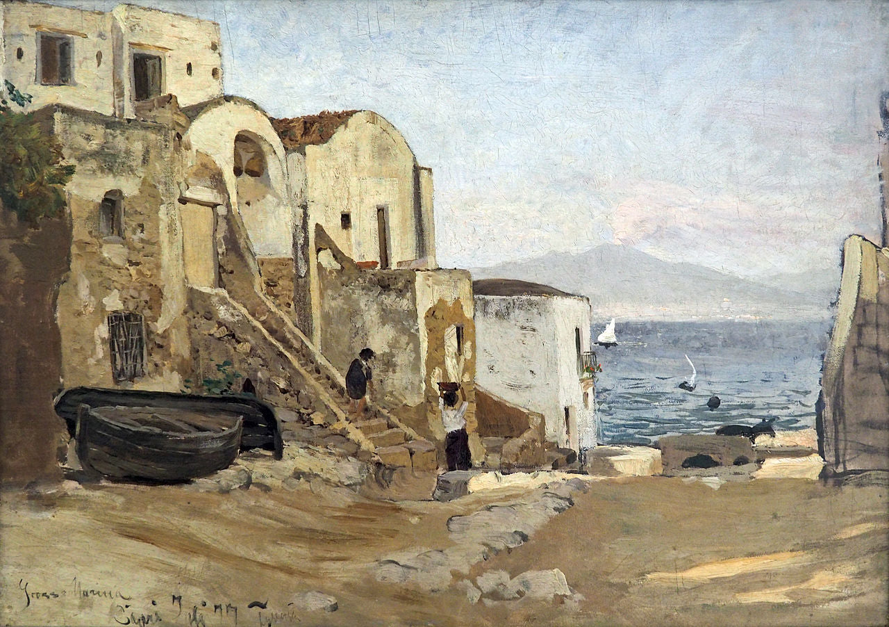View in Capri, vintage artwork by Hans Feddersen, 12x8" (A4) Poster