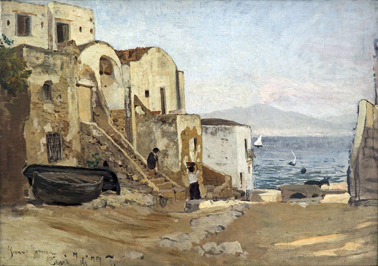 View in Capri, vintage artwork by Hans Feddersen, 12x8" (A4) Poster