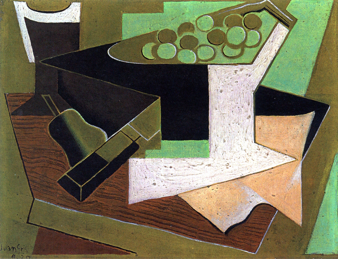 Bunch of Grapes and Pear, vintage artwork by Juan Gris, 12x8" (A4) Poster