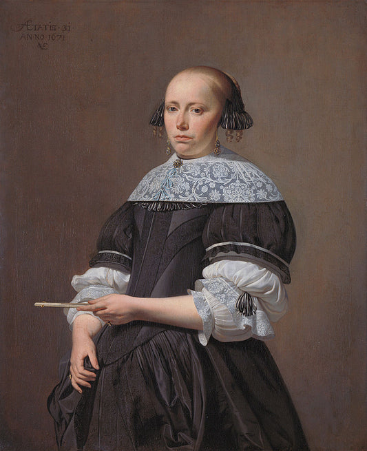 Portrait of Elisabeth van Kessel, vintage artwork by Caesar van Everdingen, 12x8" (A4) Poster