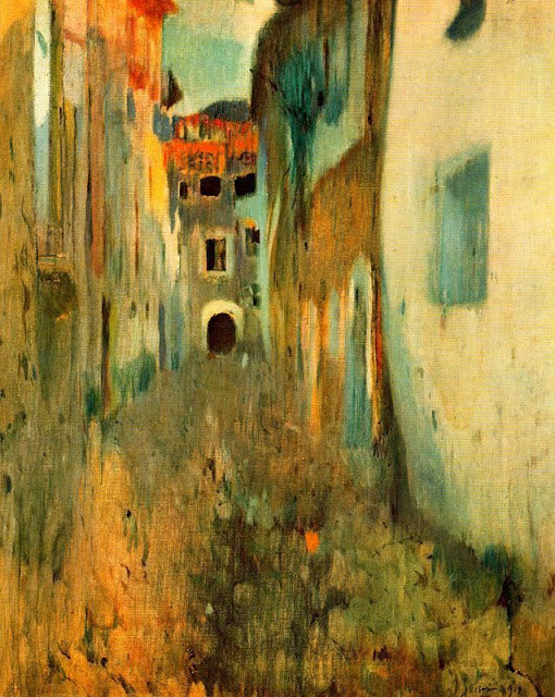Calle de L´Aleixar, vintage artwork by Joaquin Mir  Trinxet, 12x8" (A4) Poster