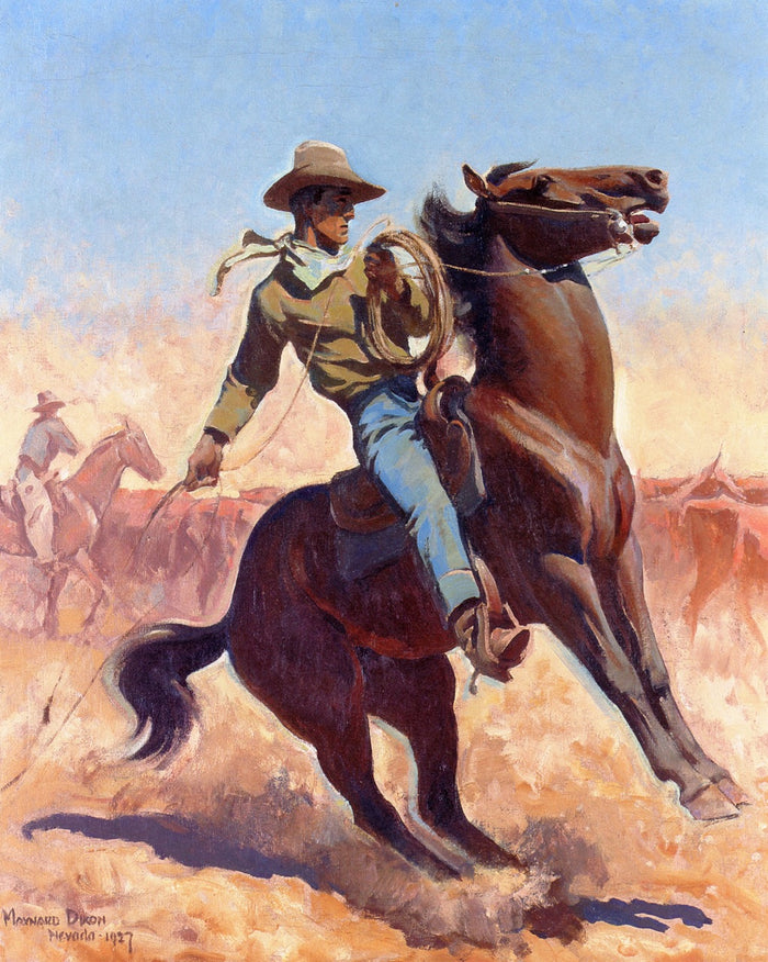 Cowpuncher, vintage artwork by Maynard Dixon, 12x8