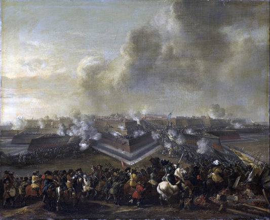 The storming of Coevorden, December 30, 1672, vintage artwork by Pieter Wouwerman, 12x8" (A4) Poster