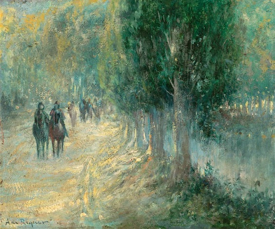 Bridle Path with Horses by Alexandre de Riquer,A3(16x12")Poster