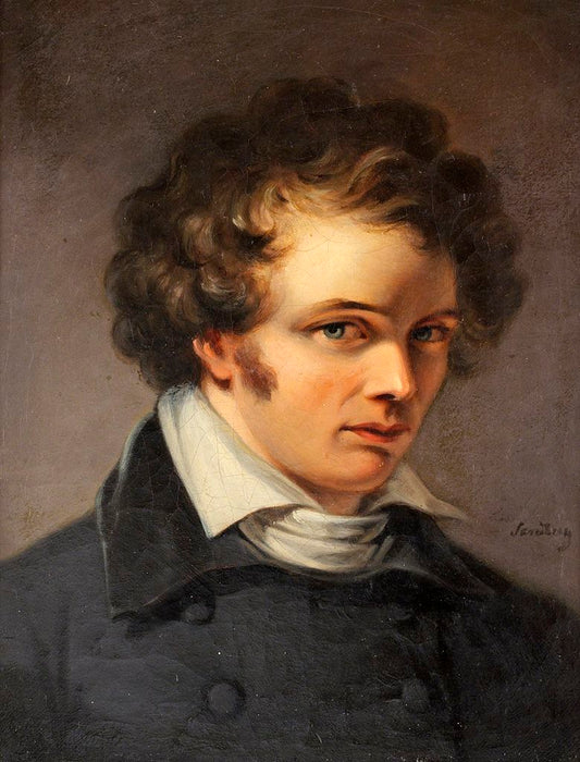 Portrait of Scupltor Bengt Erland Fogelberg, vintage artwork by Johan Gustaf Sandberg, 12x8" (A4) Poster