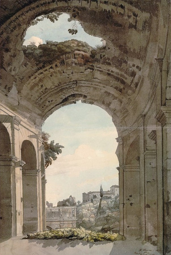 View under an Arch of the Colosseum, vintage artwork by Francis Towne, 12x8" (A4) Poster