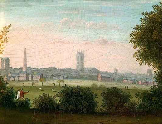 Derby  Mill, Shot Tower and All Saints' Church, vintage artwork by William Corden the Elder, A3 (16x12") Poster Print