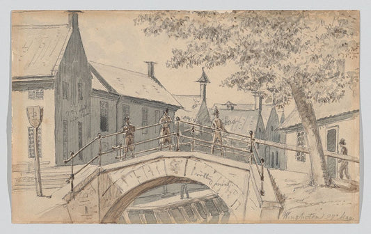 A Bridge over a Canal in Winschoten, vintage artwork by Martinus Rørby e, A3 (16x12") Poster Print