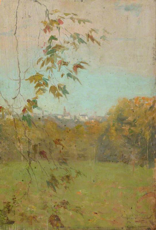 Distant Dinan, vintage artwork by Bernard Sickert, 12x8" (A4) Poster