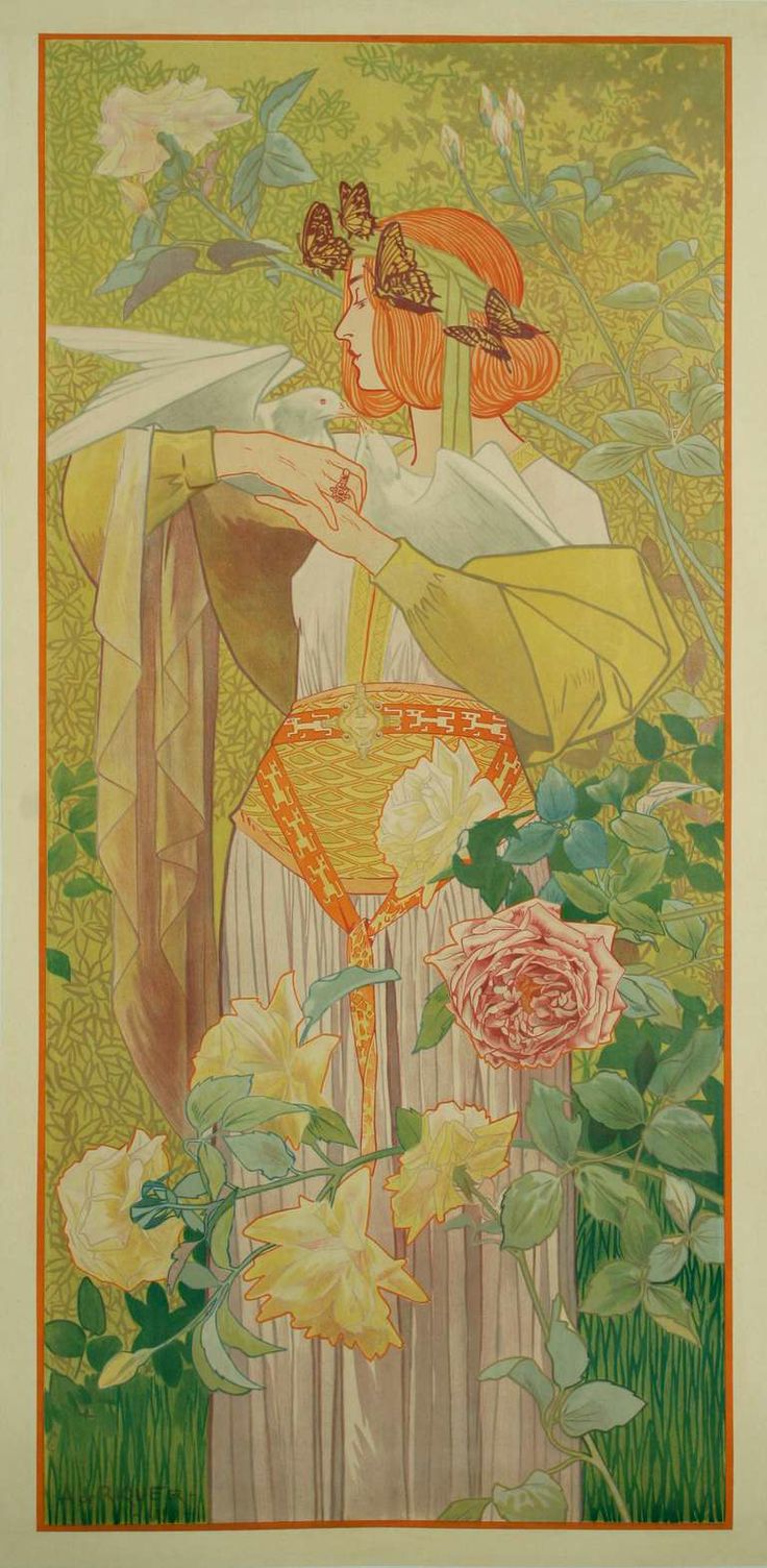 Four Seasons - Spring by Alexandre de Riquer,A3(16x12")Poster