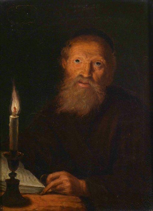 An Old Man Reading by  Candlelight, vintage artwork by Godfried Schalcken, 12x8" (A4) Poster