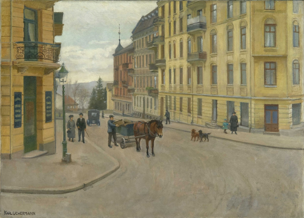 Tostrup Gate, vintage artwork by Karl Kristian Uchermann, 12x8" (A4) Poster