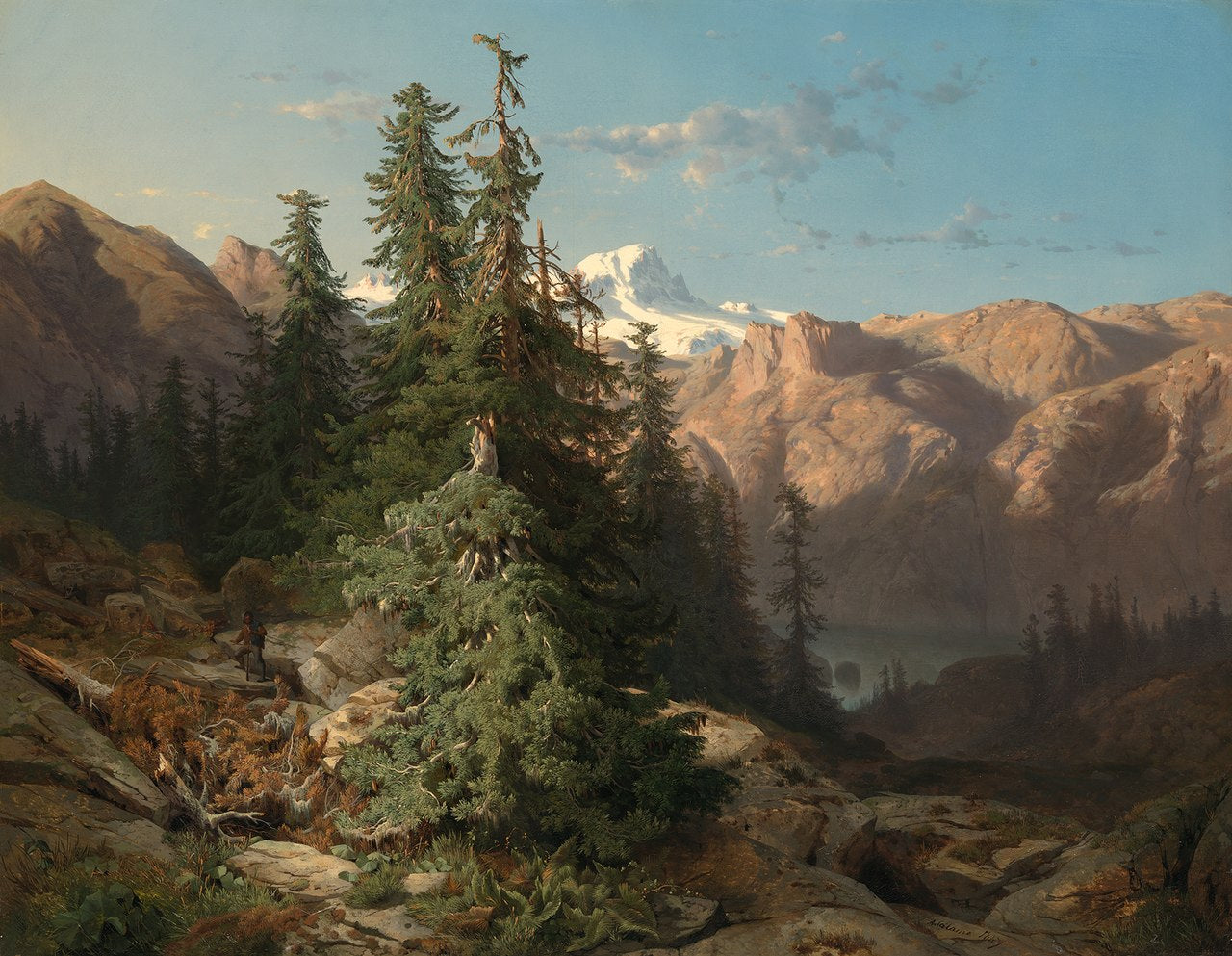 Bernese Oberland, vintage artwork by Alexandre Calame, A3 (16x12") Poster Print