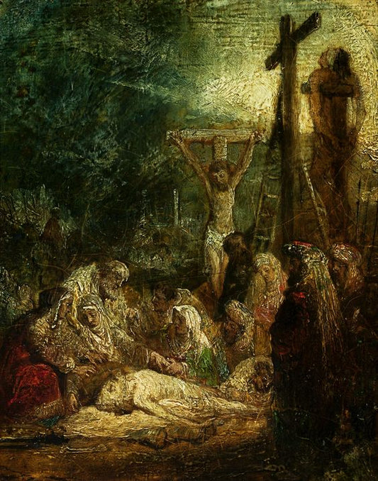 Descent from the Cross (after Rembrandt), vintage artwork by Richard Parkes Bonington, A3 (16x12") Poster Print