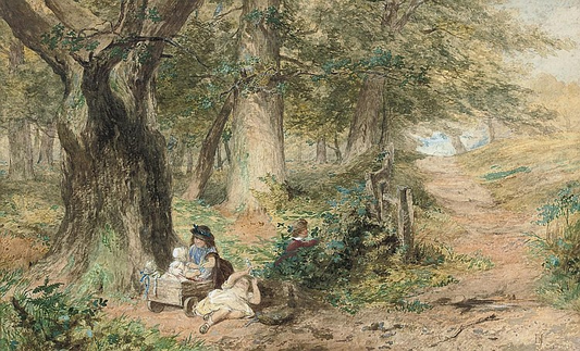 Childhood, happy days, vintage artwork by Edward Killingworth Johnson, 12x8" (A4) Poster