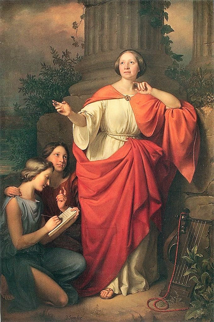 Portrait of Jadwiga Łuszczewska, vintage artwork by Jozef Simmler, 12x8" (A4) Poster