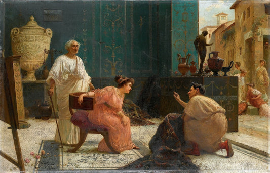 Vendor of tapestry, vintage artwork by Edouardo Ettore Forti, 12x8" (A4) Poster