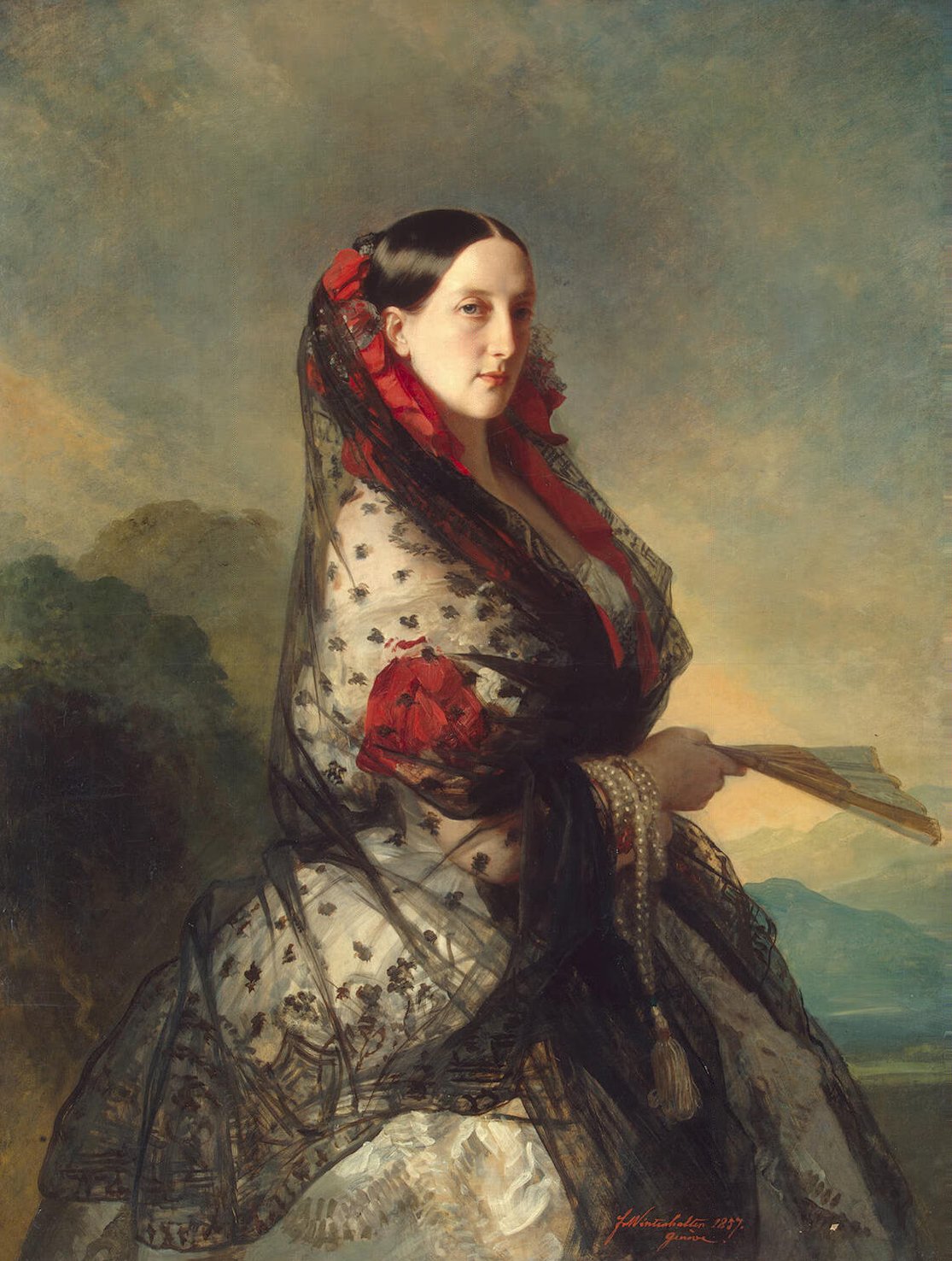 Grand Duchess Maria Nikolaievna of Russia Duchess of Leuchtenberg, vintage artwork by Franz Xavier Winterhalter, A3 (16x12") Poster Print
