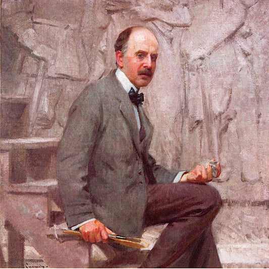 Daniel Chester French in His Chesterwood Studio, vintage artwork by Robert Vonnoh, 12x8" (A4) Poster