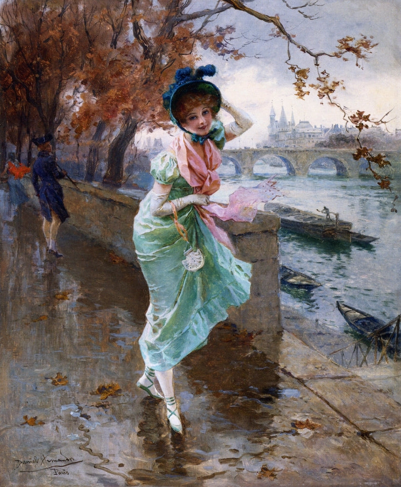 legant Lady on the Quay of Paris by Daniel Hernandez Morillo,A3(16x12")Poster