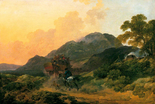 Skiddaw, Cumberland, a Summer Evening with a Stage Coach, vintage artwork by Philippe-Jacques de Loutherbourg, 12x8" (A4) Poster