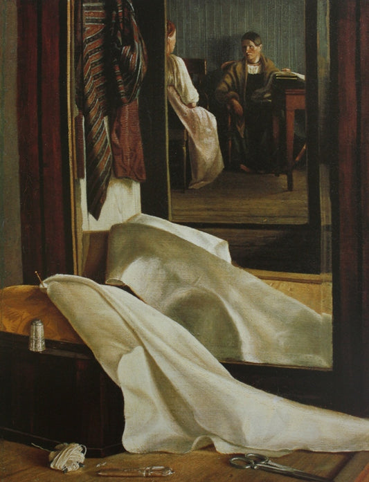 Reflection in the Mirror, vintage artwork by Grigory Soroka, 12x8" (A4) Poster
