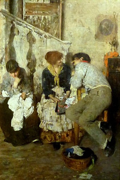 l Terzo Incomodo, vintage artwork by Giacomo Favretto, 12x8" (A4) Poster