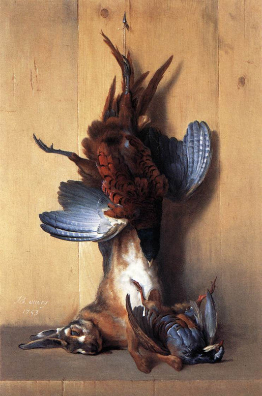 Still-life with Pheasant, vintage artwork by Jean-Baptiste Oudry, 12x8" (A4) Poster