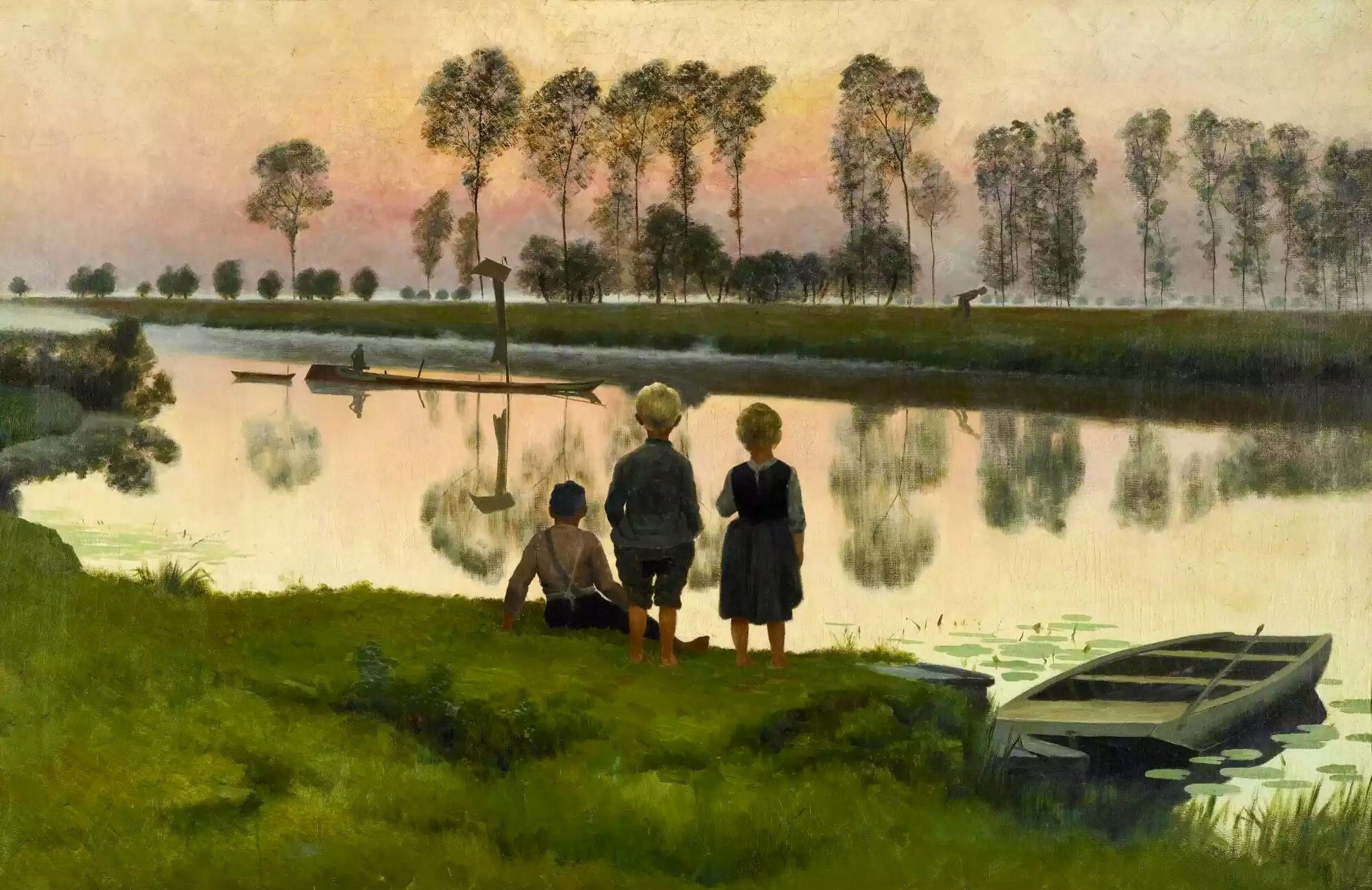 Le bateau qui passe, vintage artwork by Emile Claus, 12x8" (A4) Poster