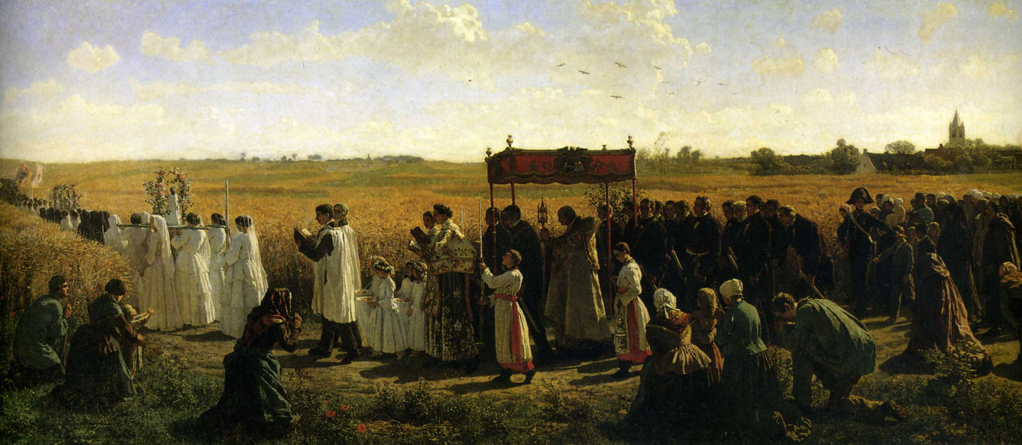 The Blessing of the Wheat in Artois, vintage artwork by Jules-Adolphe Breton, 12x8" (A4) Poster