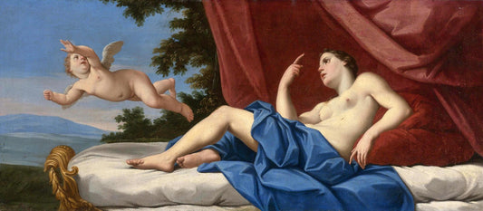 Story of Venus and Diana - Cupid Fleeing from the Wounded Venus, vintage artwork by Marcantonio Franceschini, 12x8" (A4) Poster