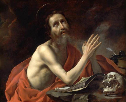 Saint Jerome in Prayer, vintage artwork by Carlo Dolci, 12x8" (A4) Poster