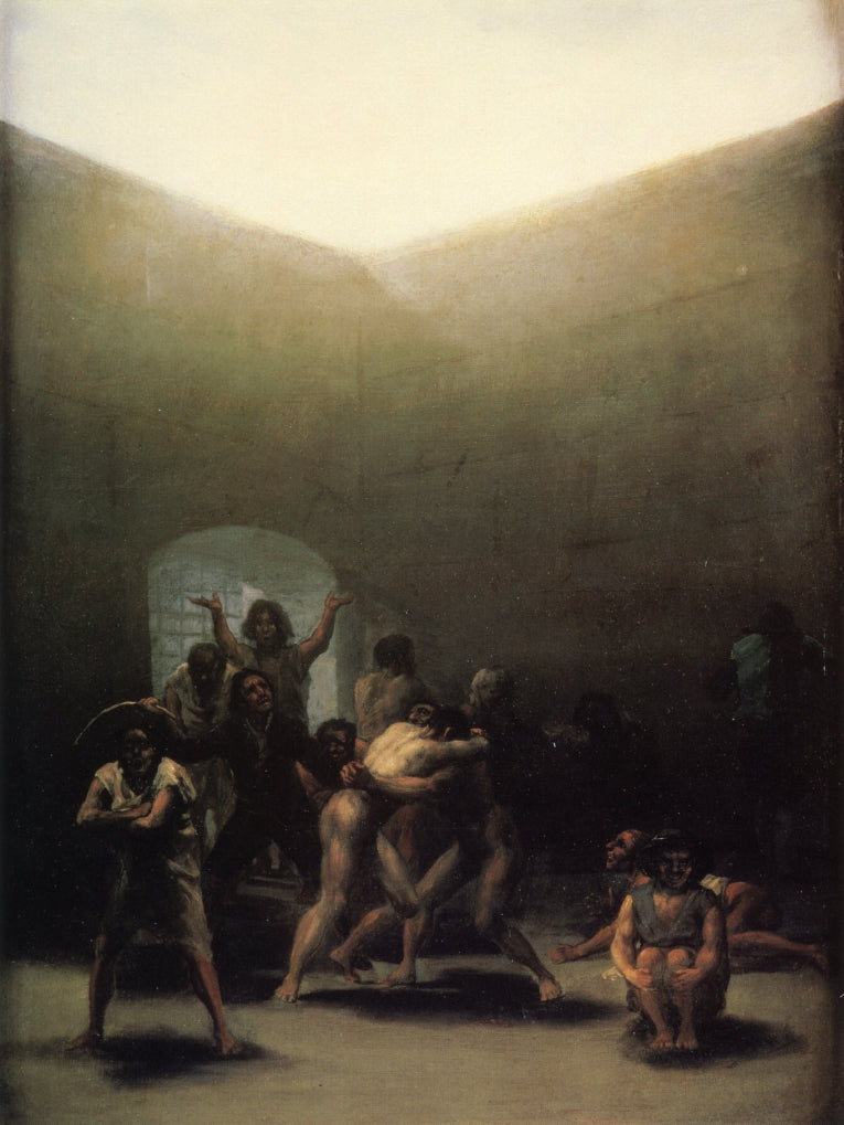 Courtyard with Lunatics, vintage artwork by Francisco de Goya y Lucientes, 12x8" (A4) Poster