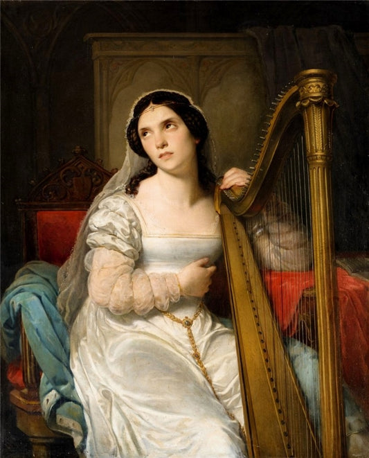 The Harp Player, vintage artwork by Cornelis Kruseman, A3 (16x12") Poster Print