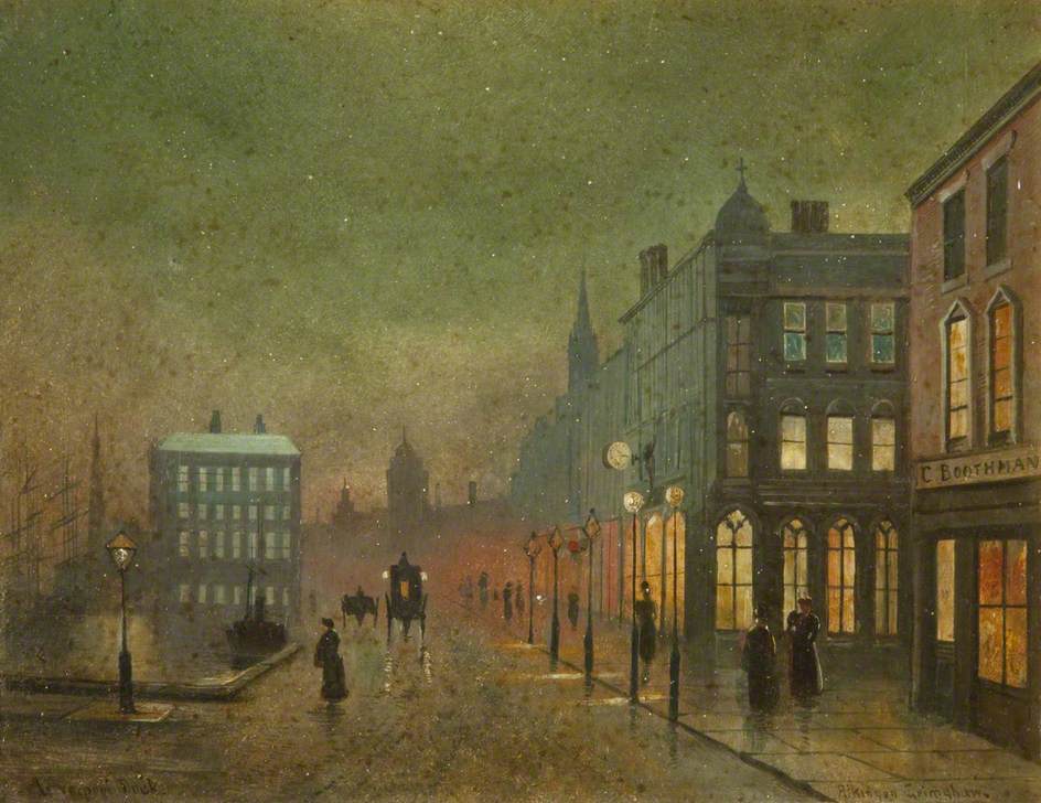 Liverpool Docks (panel 2), vintage artwork by Attributed to John Atkinson Grimshaw, 12x8" (A4) Poster