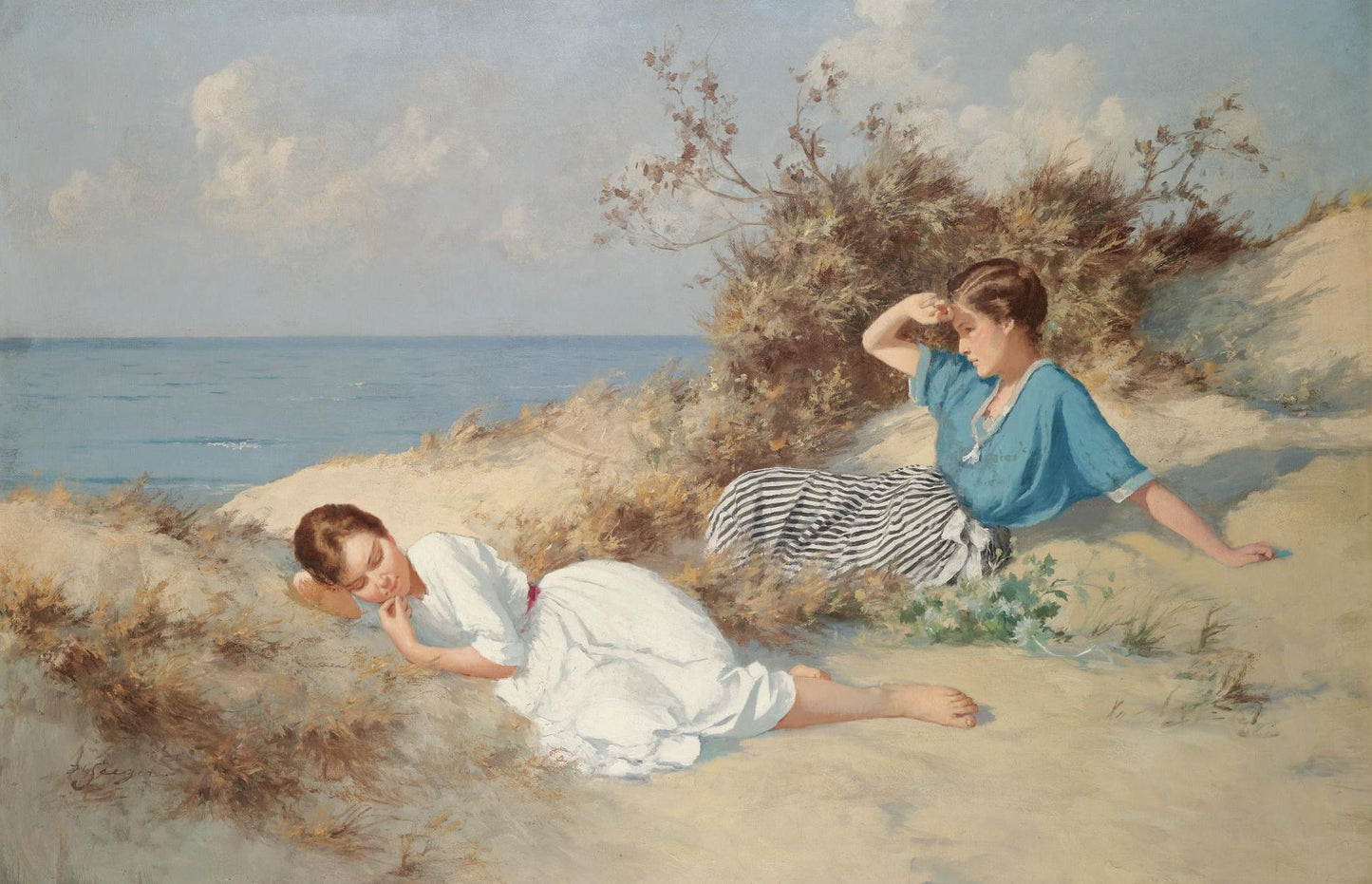 On the beach by Hermann Seeger,A3(16x12")Poster