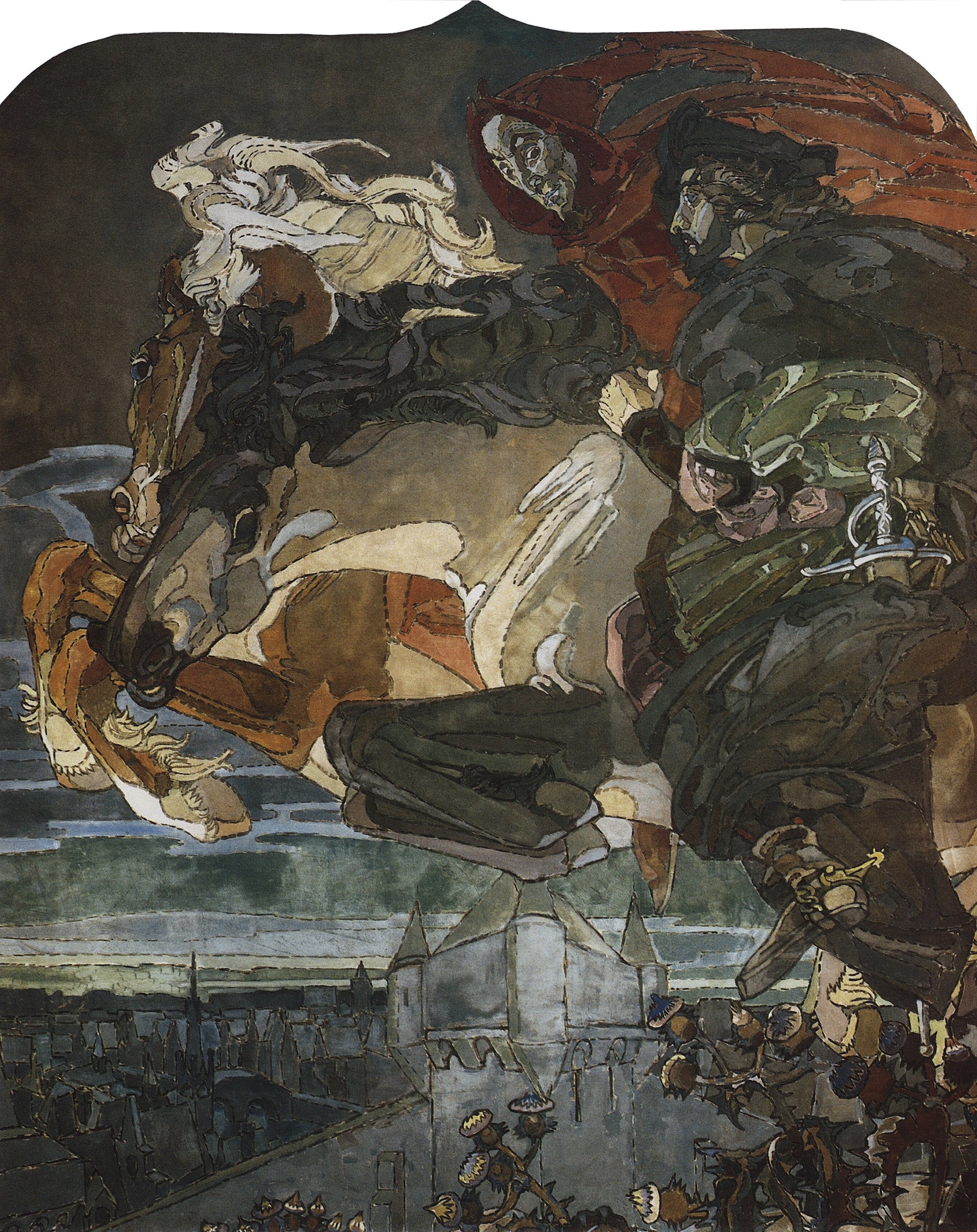 The Flight of Faust and Mephisto by Mikhail Vrubel,A3(16x12")Poster