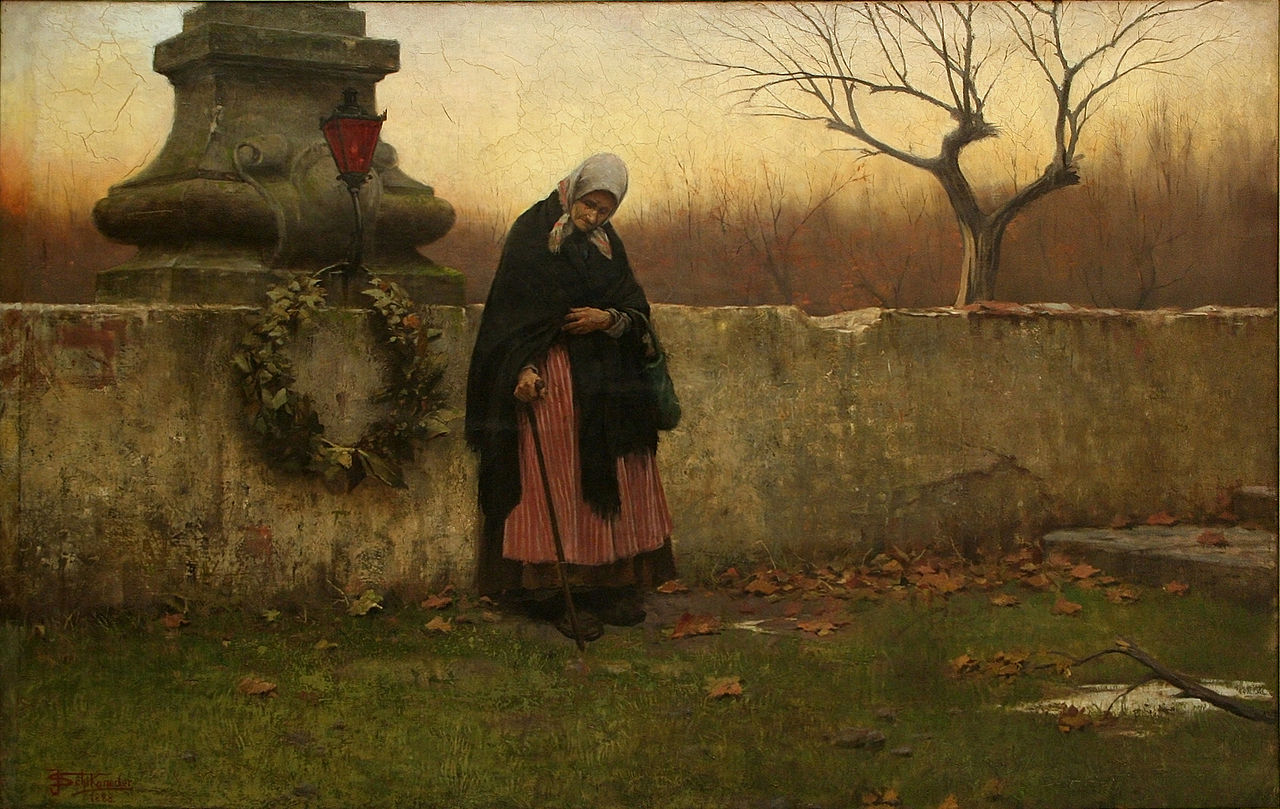 All Souls' Day, vintage artwork by Jakub Schikaneder, 12x8" (A4) Poster