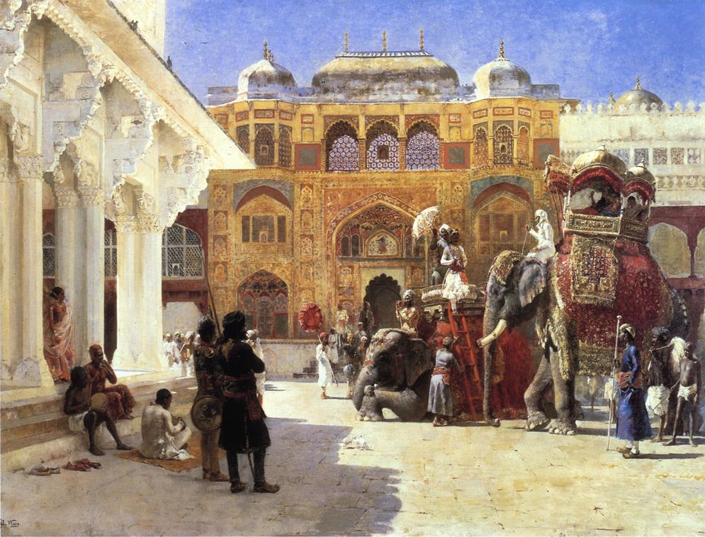 Arrival of Prince Humbert, the Rahaj, at the Palace of Amber, vintage artwork by Edwin Lord Weeks, 12x8" (A4) Poster