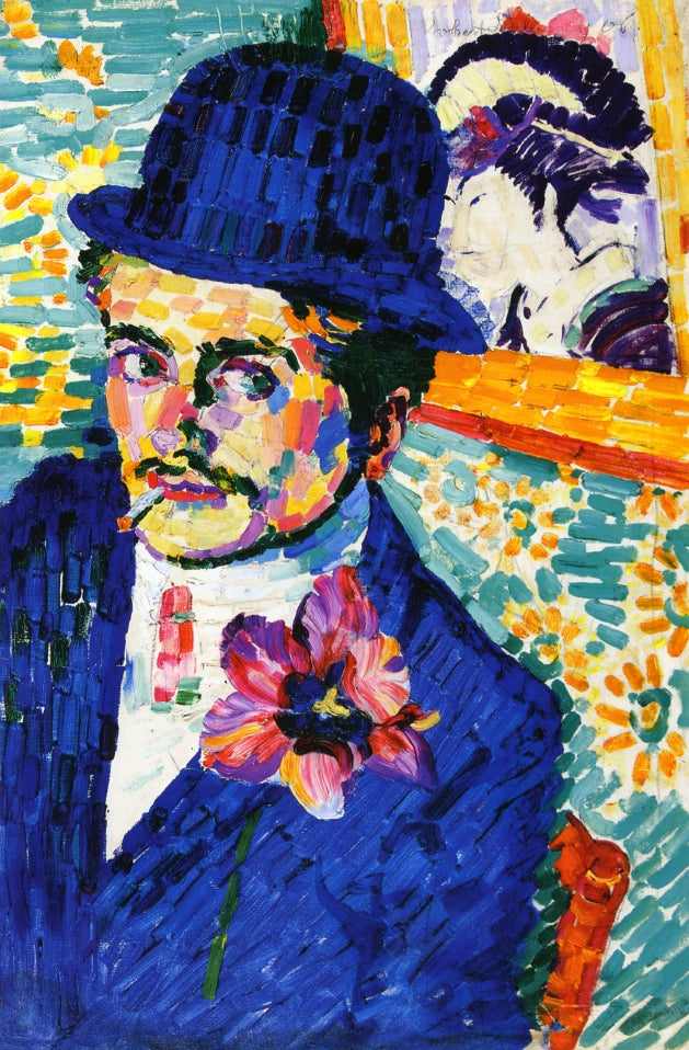 Man with a Tulip, vintage artwork by Robert Delaunay, 12x8" (A4) Poster
