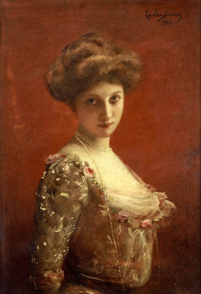 Portrait of Jeanne Henriot, vintage artwork by Charles Auguste Émile Durand, 12x8" (A4) Poster