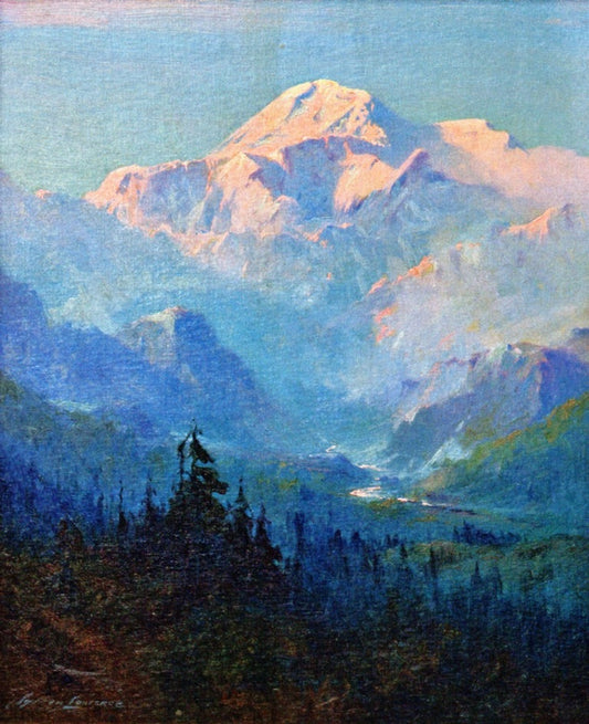 Mount McKinley, Sunset, vintage artwork by Sydney Mortimer Laurence, 12x8" (A4) Poster