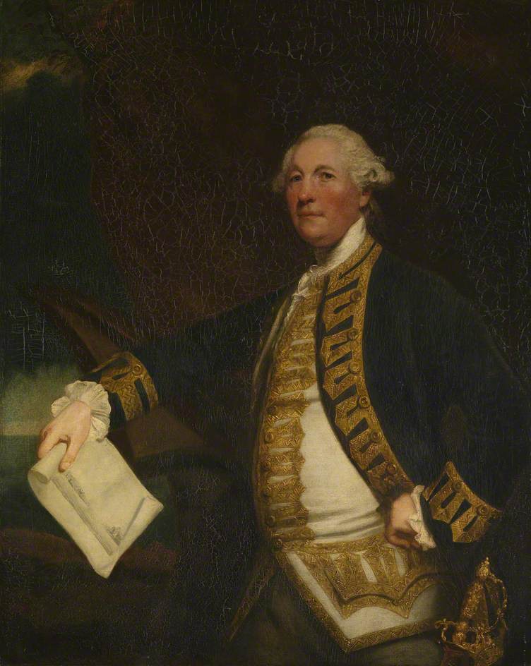 Commodore Sir William James (1721-1783), vintage artwork by Sir Joshua Reynolds, 12x8" (A4) Poster