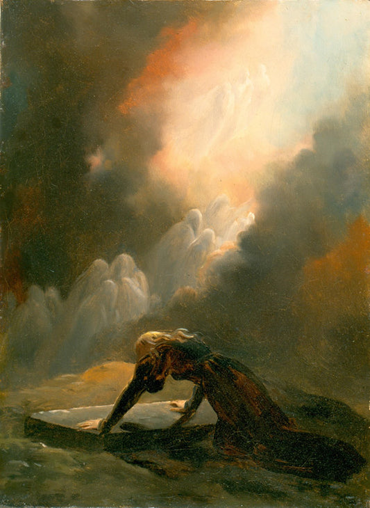 Bradamante at Merlin's Tomb, vintage artwork by Alexandre-Evariste Fragonard, 12x8" (A4) Poster