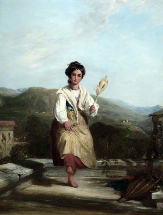 Spinning Girl of Sorrento, vintage artwork by William Collins, A3 (16x12") Poster Print