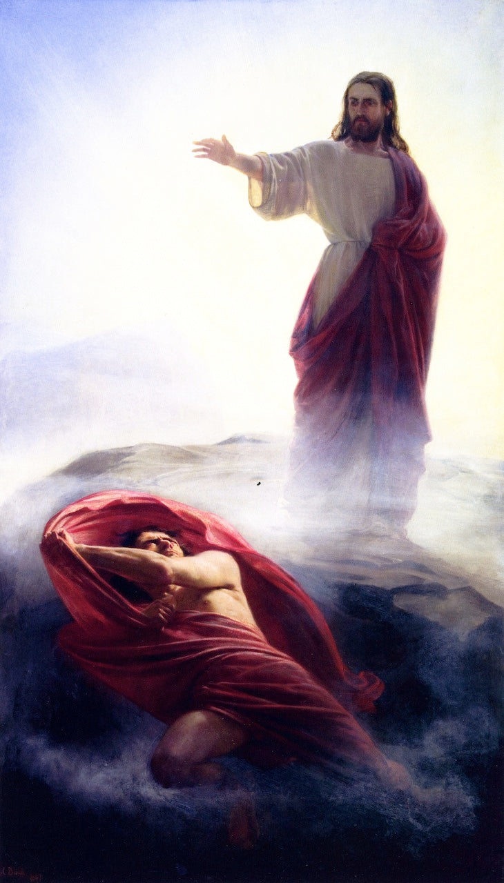 The Temptation of Jesus, vintage artwork by Carl Heinrich Bloch, 12x8" (A4) Poster