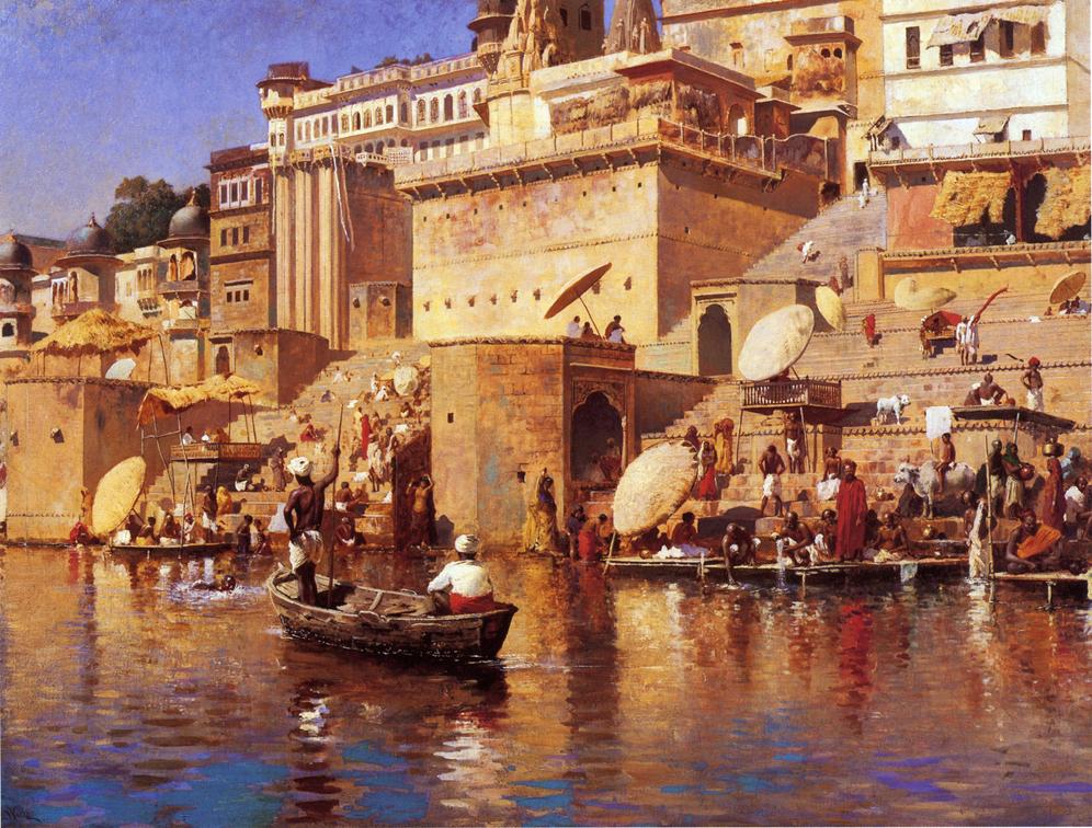 On the River Benares, vintage artwork by Edwin Lord Weeks, 12x8" (A4) Poster