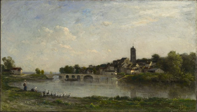 The Bridge between Persan and Beaumont-sur-Oise, vintage artwork by Charles-François Daubigny, A3 (16x12") Poster Print