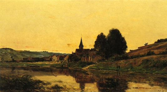 A Village near Bonnieres, vintage artwork by Hippolyte-Camille Delpy, 12x8" (A4) Poster