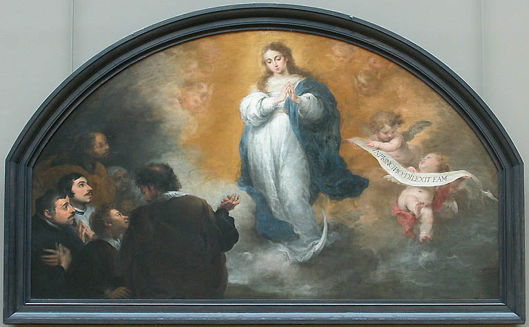 The Apparition of the Immaculate Virgin to Six People, vintage artwork by Bartolome Esteban Murillo, 12x8" (A4) Poster